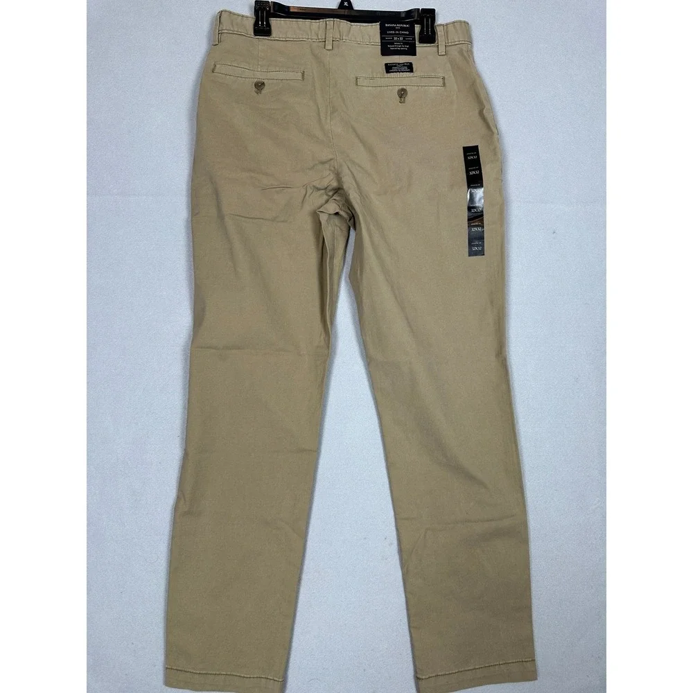 NEW Banana Republic Pants Mens 32X32 Tan Lived-In Chino Athletic Fit Tapered Leg